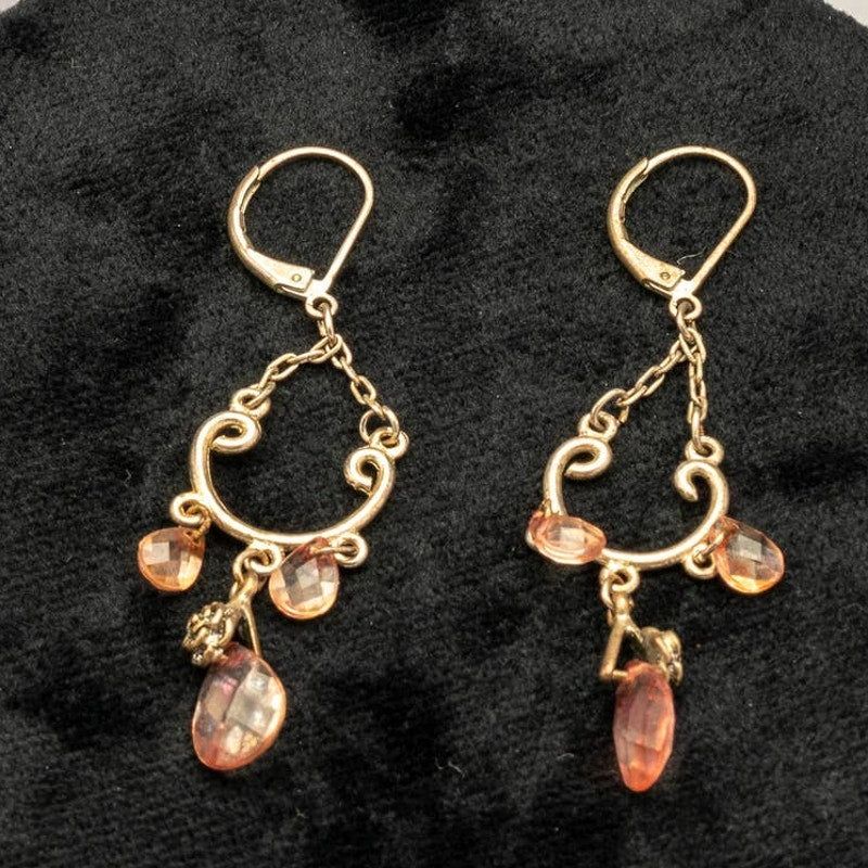 Vintage Pink rhinestone chandelier earrings