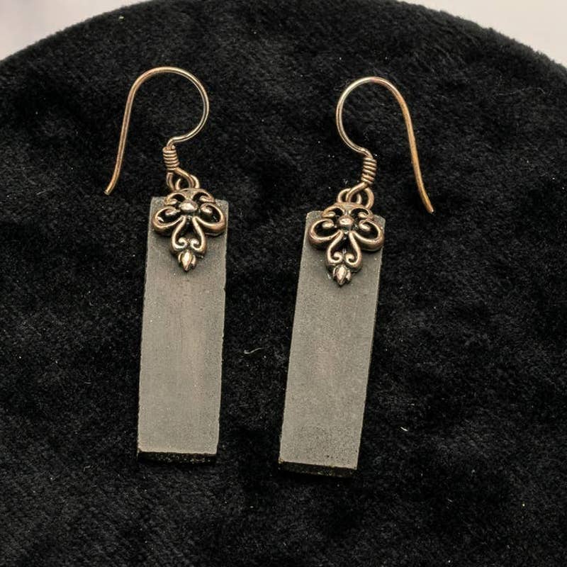 Art Deco Steampunk Victorian Slate style drop earrings - Magically Funky Austin Resale & Thrift