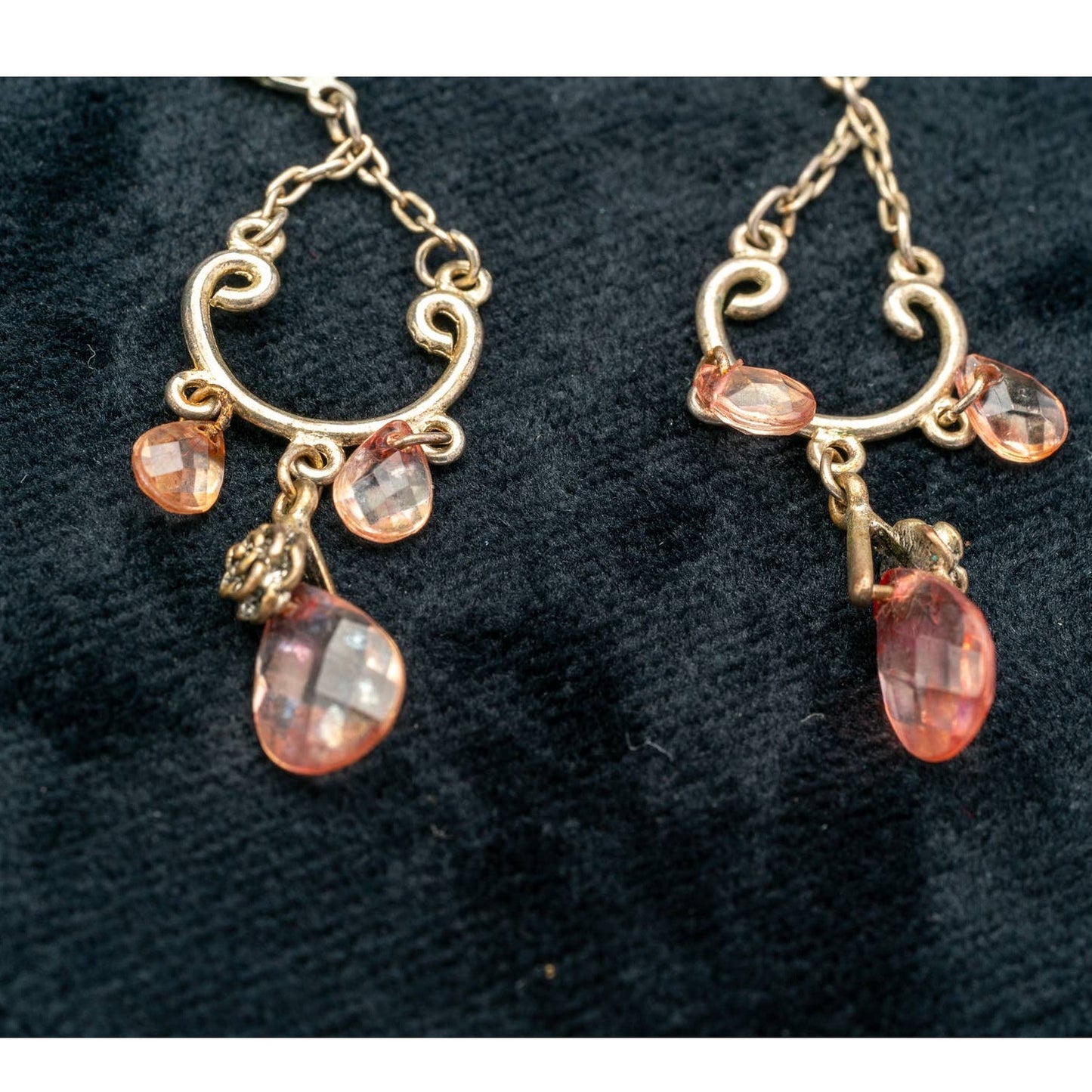 Vintage Pink rhinestone chandelier earrings