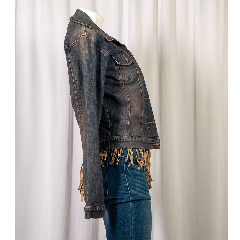 Angfu Denim stonewashed jean jacket sz S - Magically Funky Austin Resale & Thrift