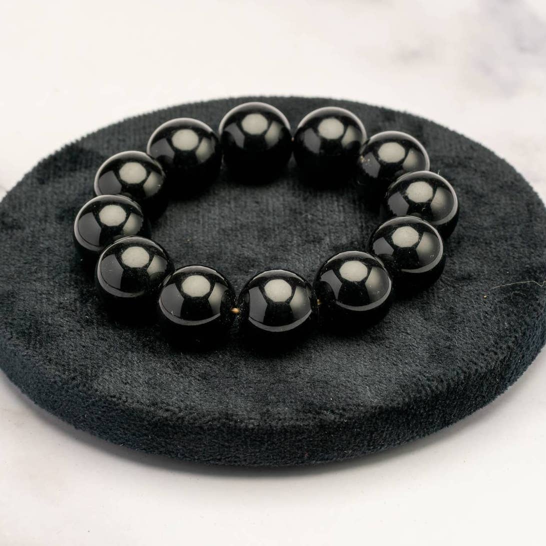 Vintage Black iridescent ball stretch bracelet - Magically Funky Austin Resale & Thrift