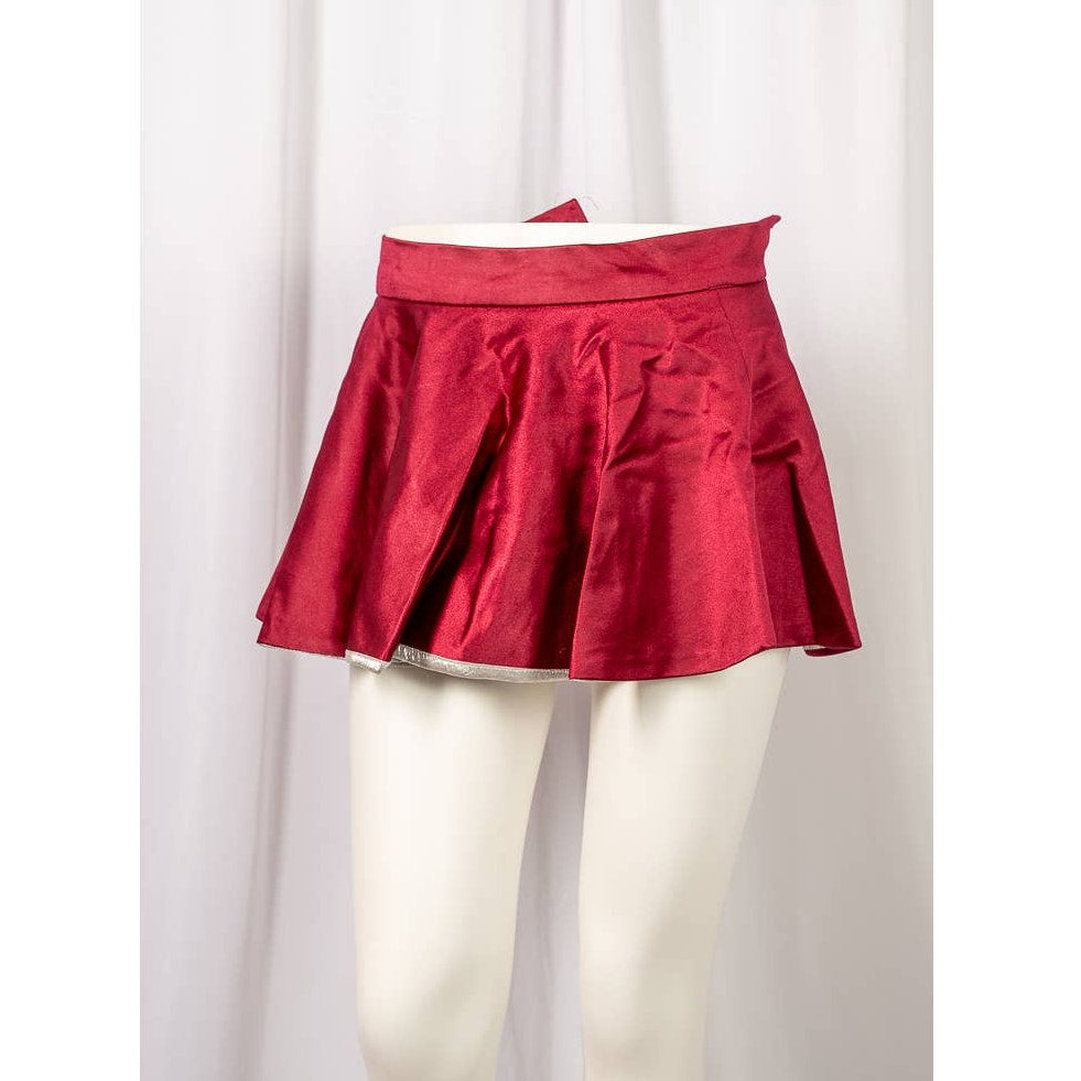 90's Vintage Cranberry and silver drill team dance skirt sz 26