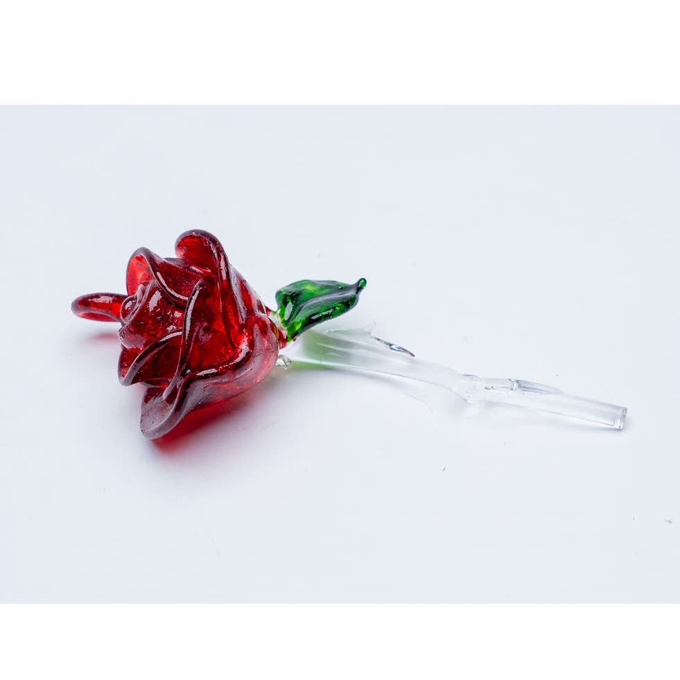 Red Hand blown glass rose