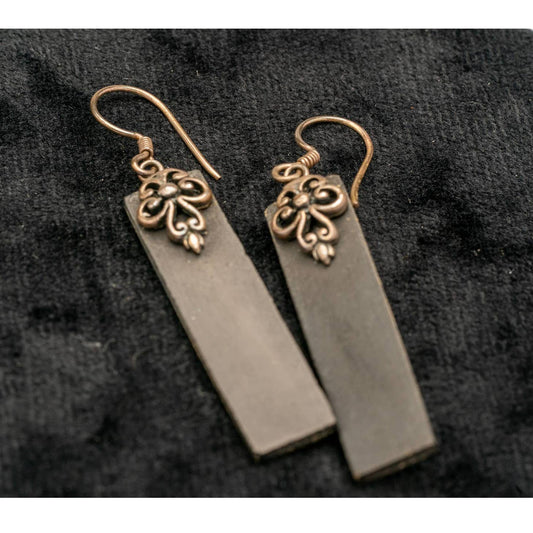 Art Deco Steampunk Victorian Slate style drop earrings - Magically Funky Austin Resale & Thrift