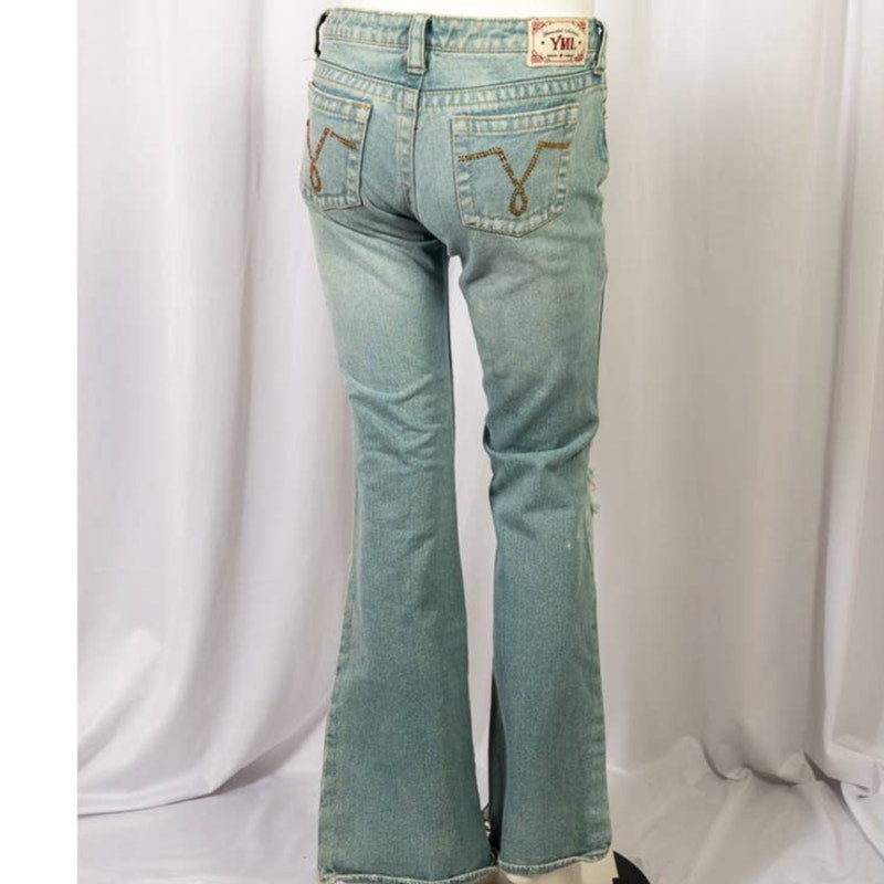 YMI distressed wide leg bell bottom jeans sz 3