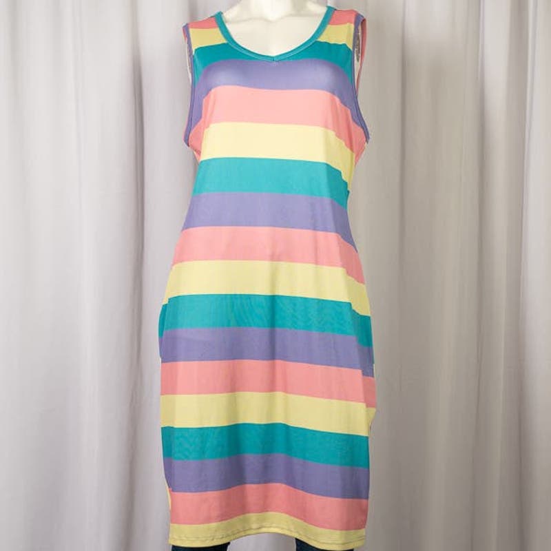 Women's Seasty Curve Rainbow striped dress sz 3XL