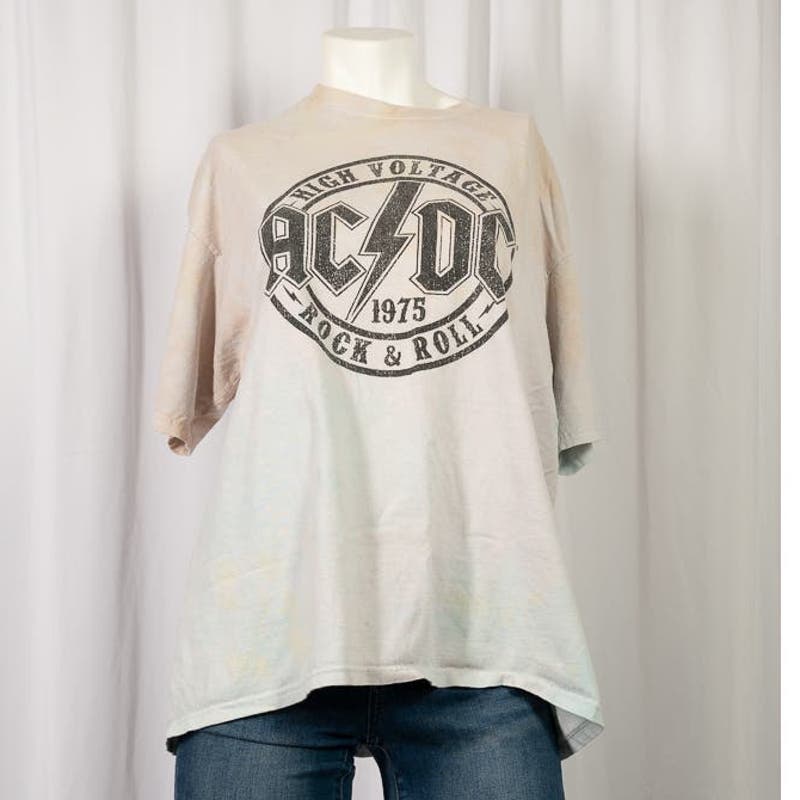 AC/DC Tie-Dye Colored rainbow cotton tshirt sz L