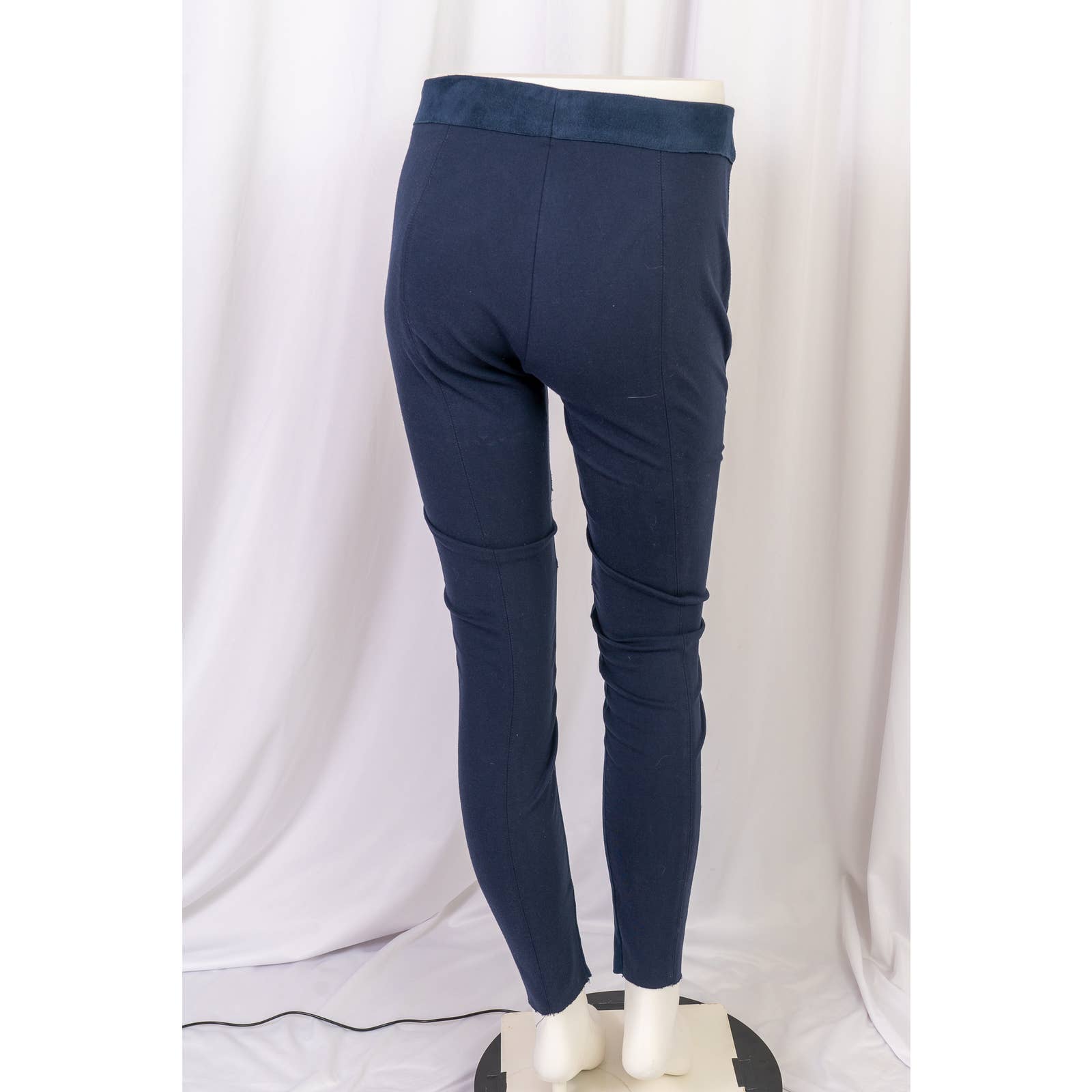 Women's Zara blue suede side zip cut off leggings size S - Magically Funky Austin Resale & Thrift