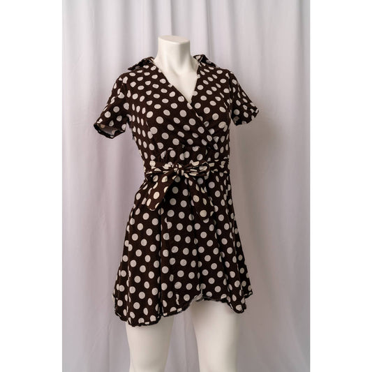 1950's style brown polka dot dress sz petite Small - Magically Funky Austin Resale & Thrift