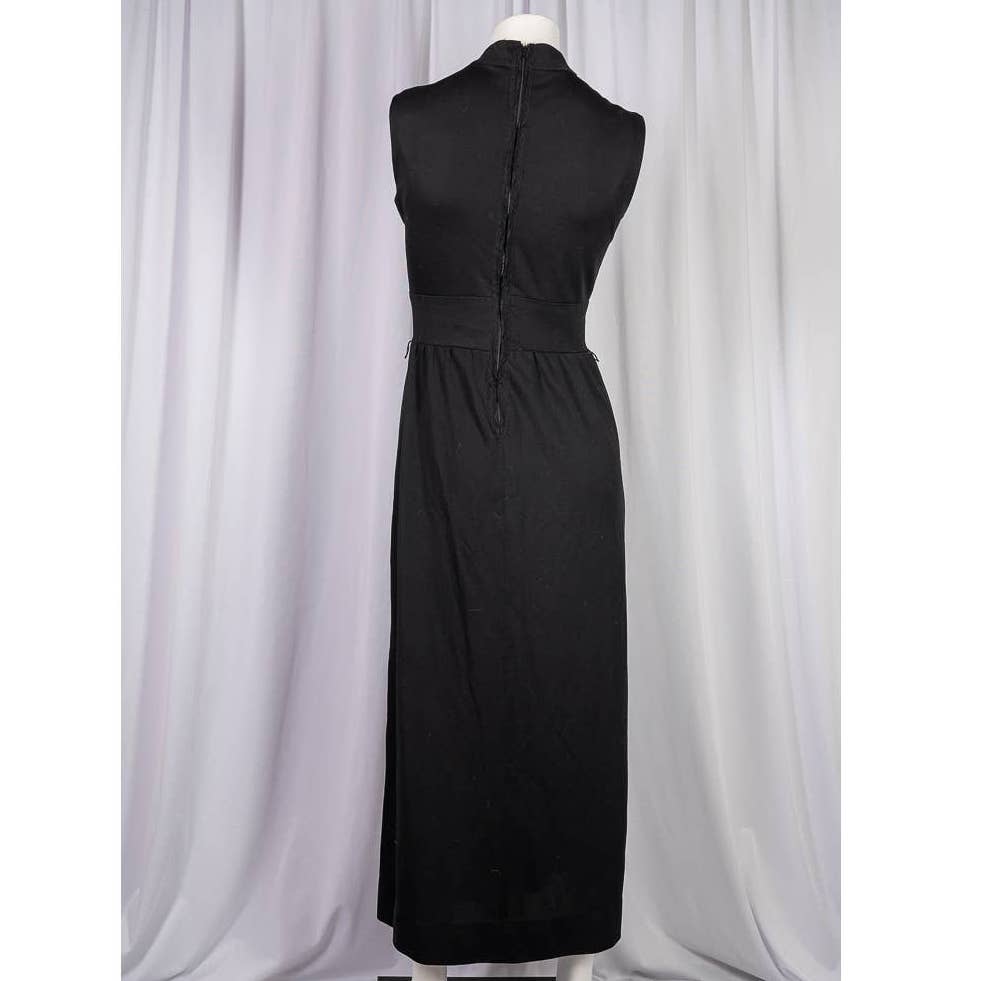 1970's Bleeker Street Black sleeveless Maxi dress sz M - Magically Funky Austin Resale & Thrift