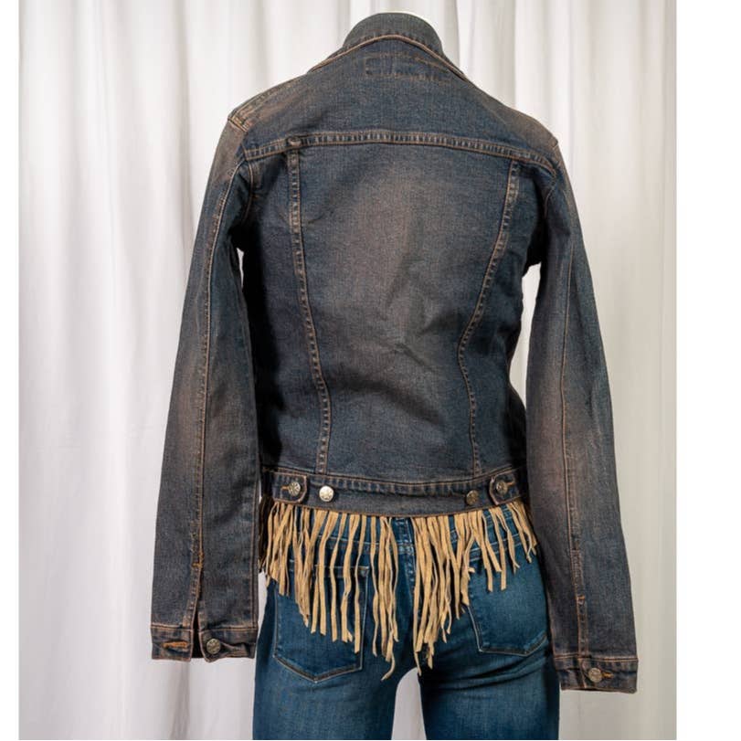 Angfu Denim stonewashed jean jacket sz S - Magically Funky Austin Resale & Thrift