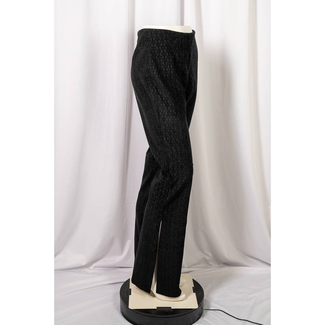 Tempo Paris Black split legged bell printed slacks size 6 - Magically Funky Austin Resale & Thrift