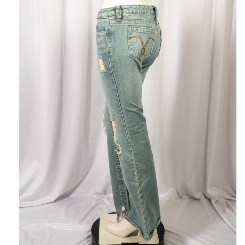 YMI distressed wide leg bell bottom jeans sz 3