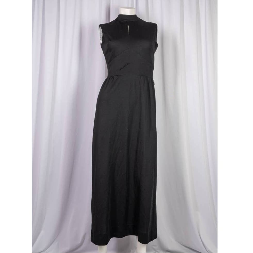 1970's Bleeker Street Black sleeveless Maxi dress sz M - Magically Funky Austin Resale & Thrift