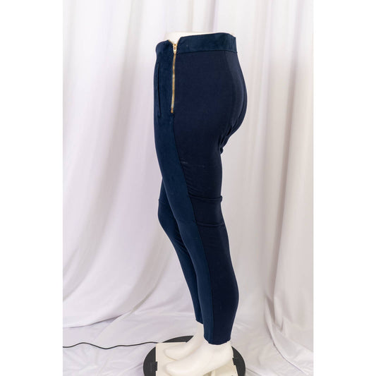 Women's Zara blue suede side zip cut off leggings size S - Magically Funky Austin Resale & Thrift