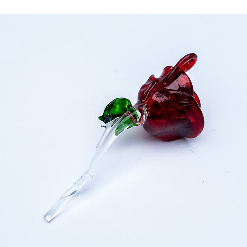 Red Hand blown glass rose