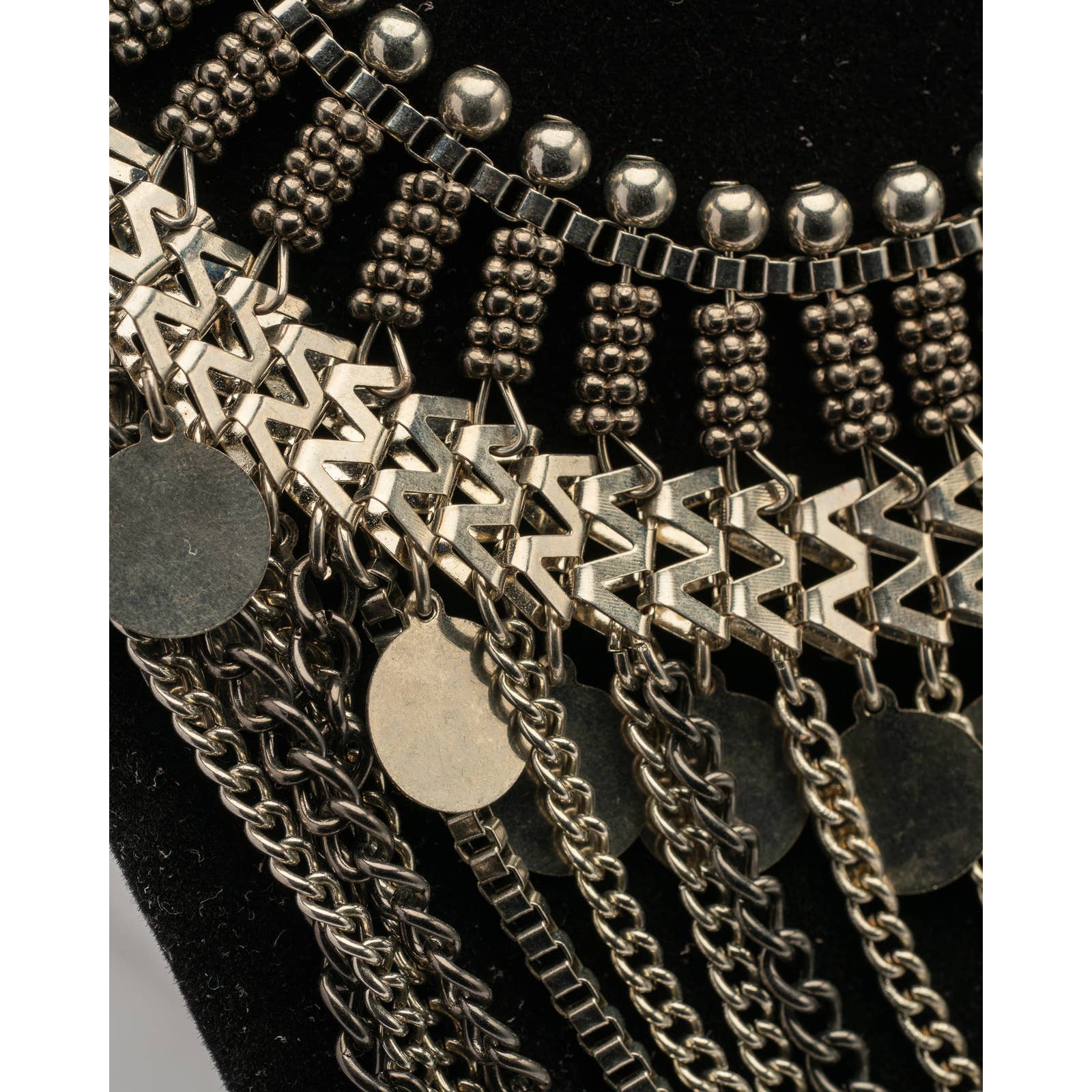 Stacked chain tribal boho statement silver tone necklace - Magically Funky Austin Resale & Thrift