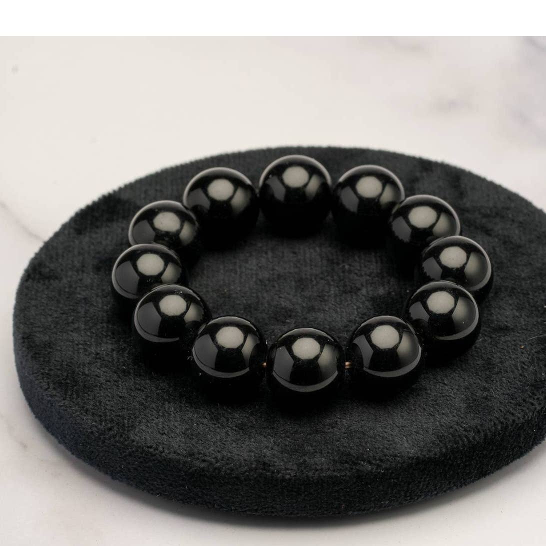 Vintage Black iridescent ball stretch bracelet - Magically Funky Austin Resale & Thrift