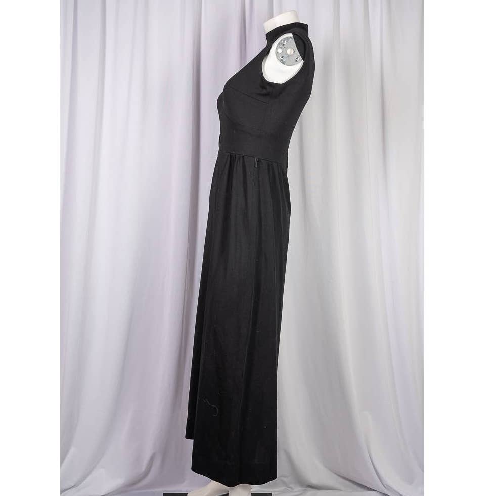 1970's Bleeker Street Black sleeveless Maxi dress sz M - Magically Funky Austin Resale & Thrift