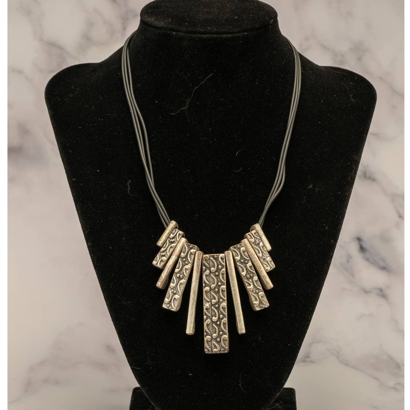 Long tribal style statement necklace and earrings