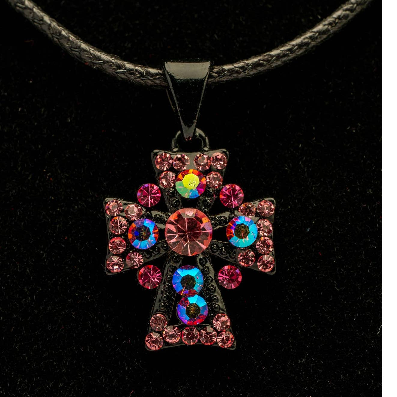 Pink Rhinestone cross necklace - Magically Funky Austin Resale & Thrift