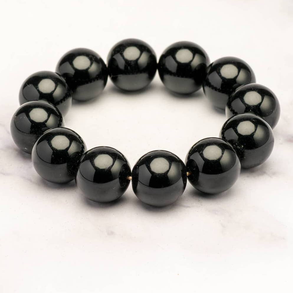 Vintage Black iridescent ball stretch bracelet - Magically Funky Austin Resale & Thrift