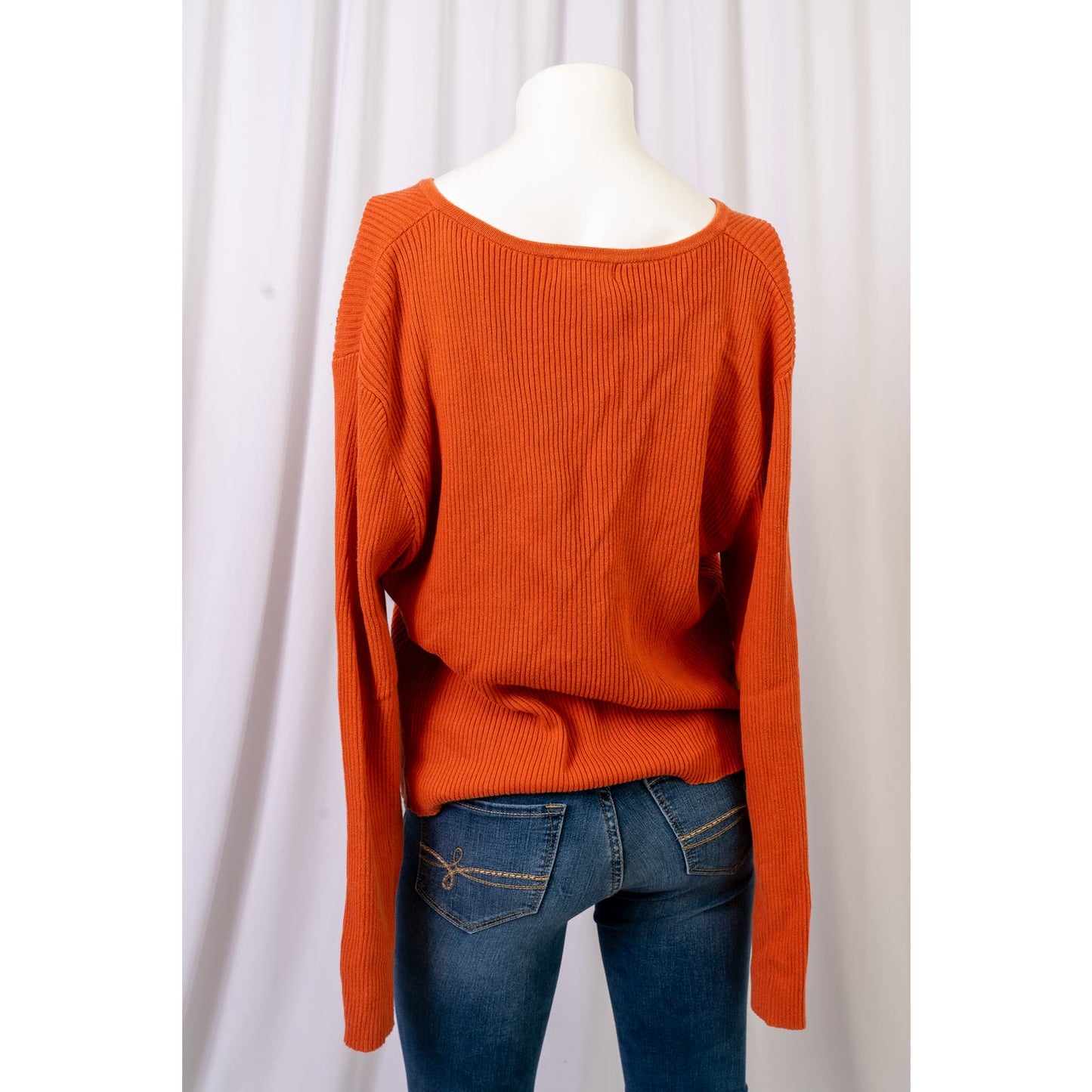 Women's Pierre Cardin orange cable knit v-neck sz XL shirt