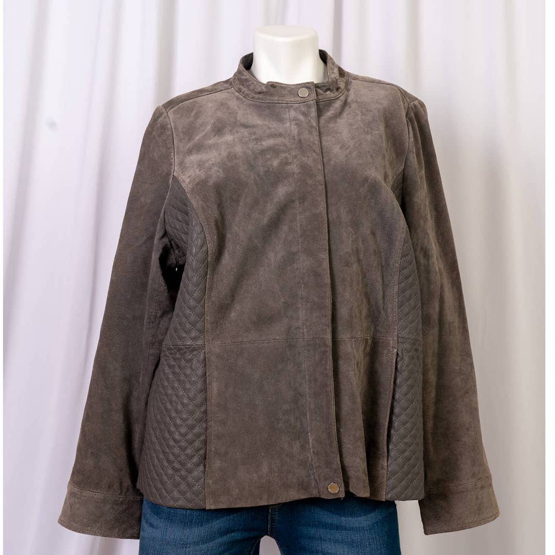 Isaac Mizrahi Live! Suede Jacket Quilted Chocolate jacket size 20W - Magically Funky Austin Resale & Thrift