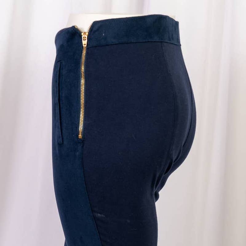 Women's Zara blue suede side zip cut off leggings size S - Magically Funky Austin Resale & Thrift