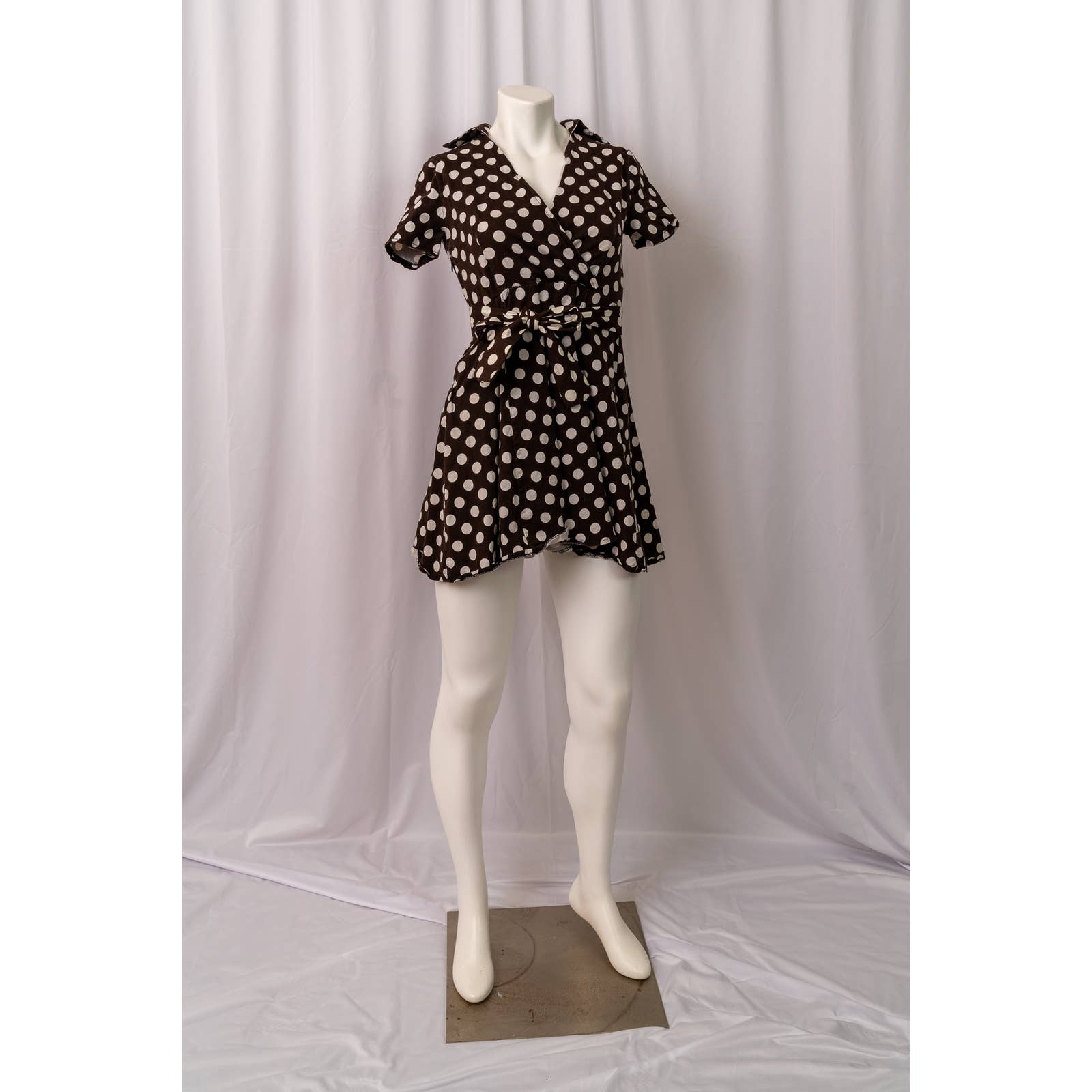 1950's style brown polka dot dress sz petite Small - Magically Funky Austin Resale & Thrift