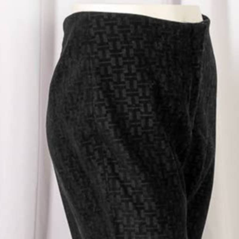 Tempo Paris Black split legged bell printed slacks size 6 - Magically Funky Austin Resale & Thrift