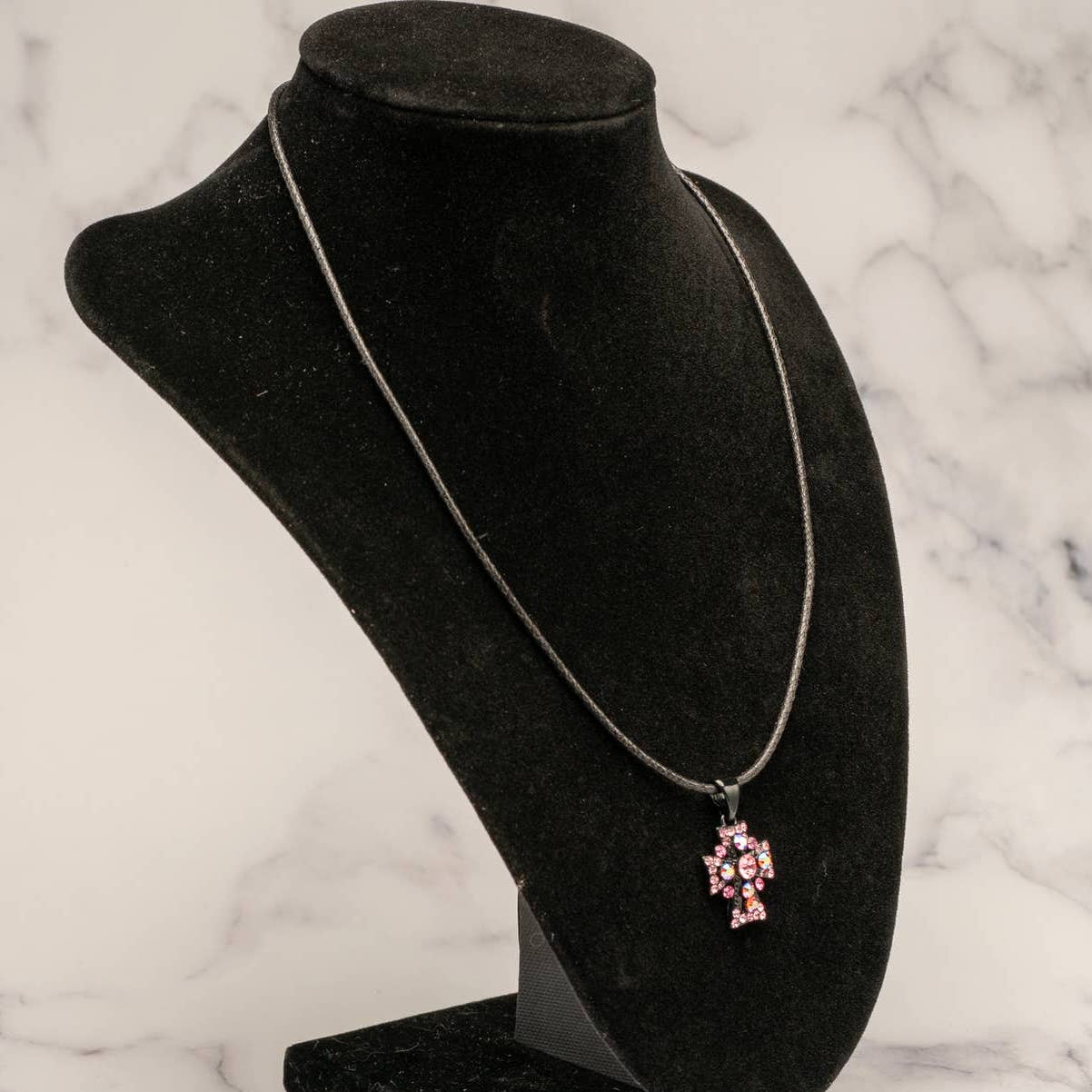 Pink Rhinestone cross necklace - Magically Funky Austin Resale & Thrift