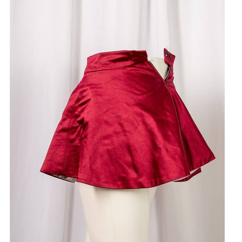 90's Vintage Cranberry and silver drill team dance skirt sz 26