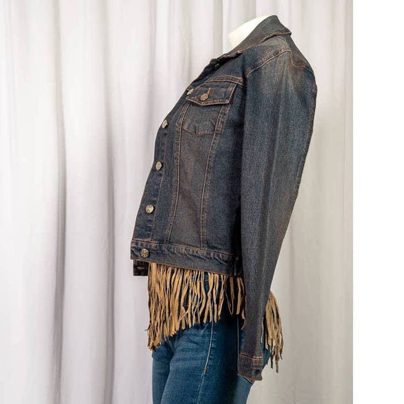 Angfu Denim stonewashed jean jacket sz S - Magically Funky Austin Resale & Thrift