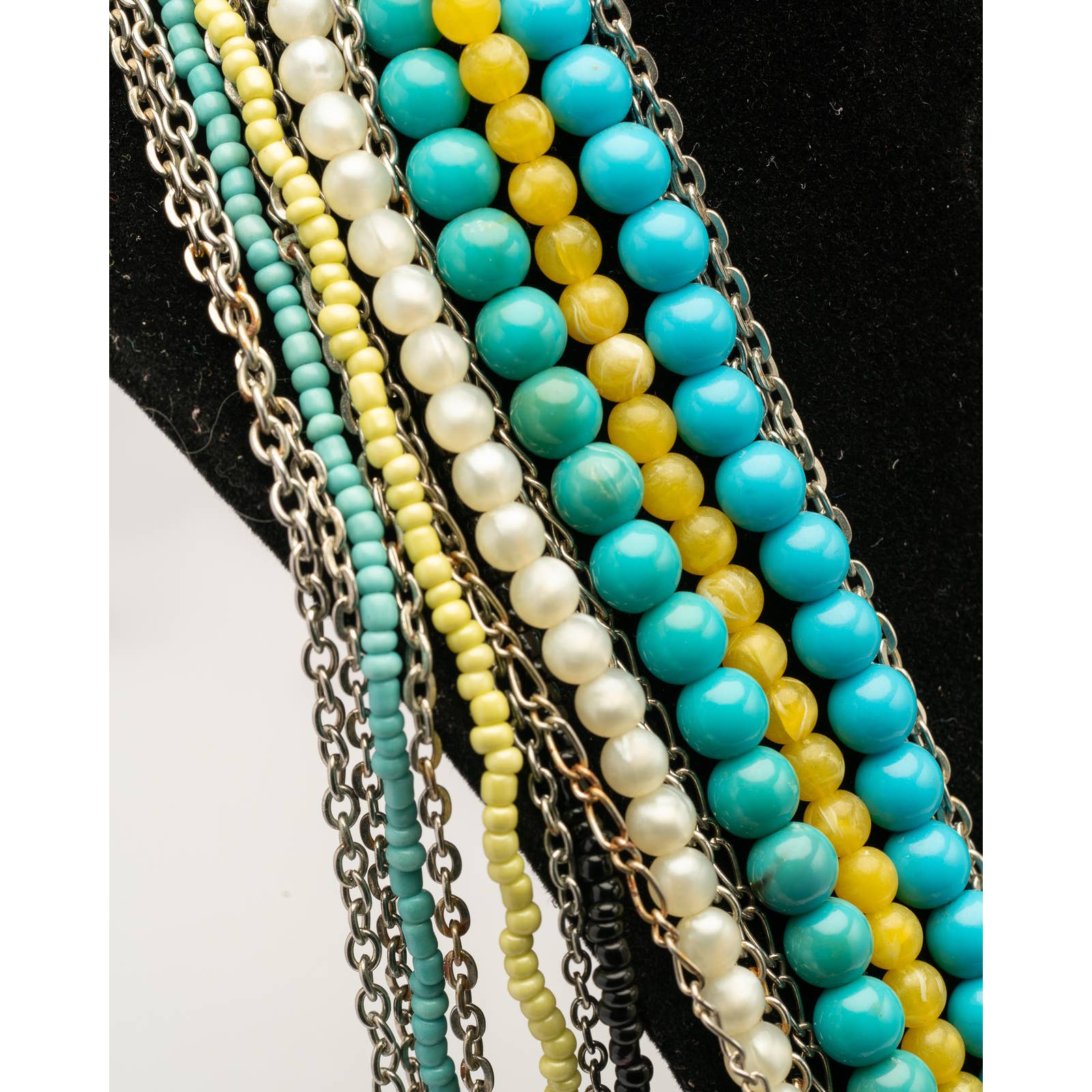 Vintage Multi-strand blue bead and metal necklace - Magically Funky Austin Resale & Thrift