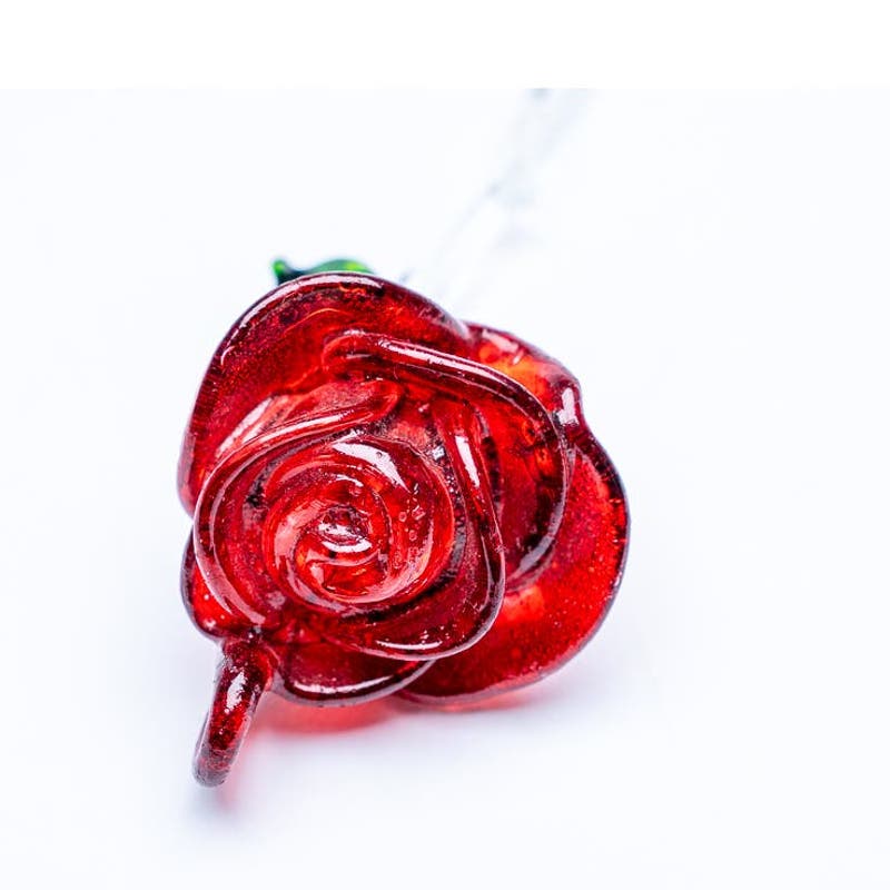 Red Hand blown glass rose