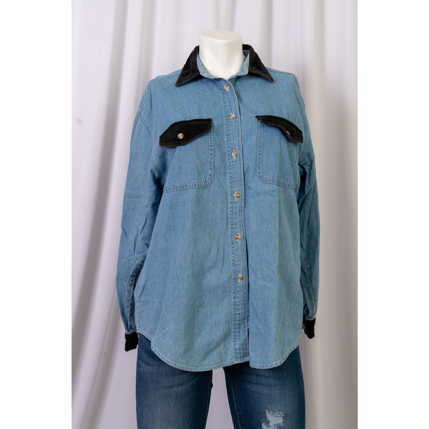 90s Weston Wear Blue jean button up sz M