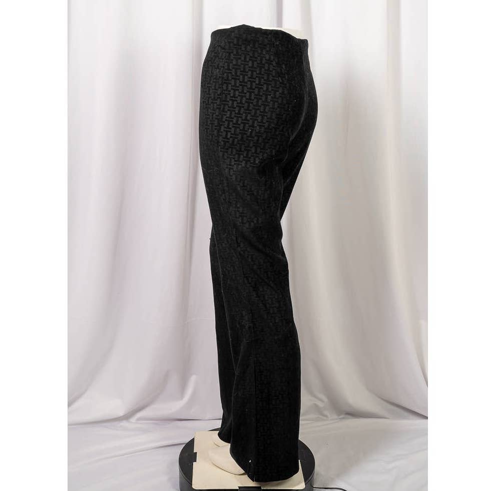 Tempo Paris Black split legged bell printed slacks size 6 - Magically Funky Austin Resale & Thrift