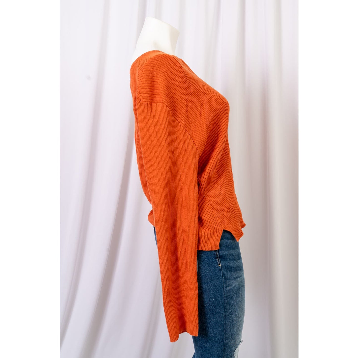 Women's Pierre Cardin orange cable knit v-neck sz XL shirt