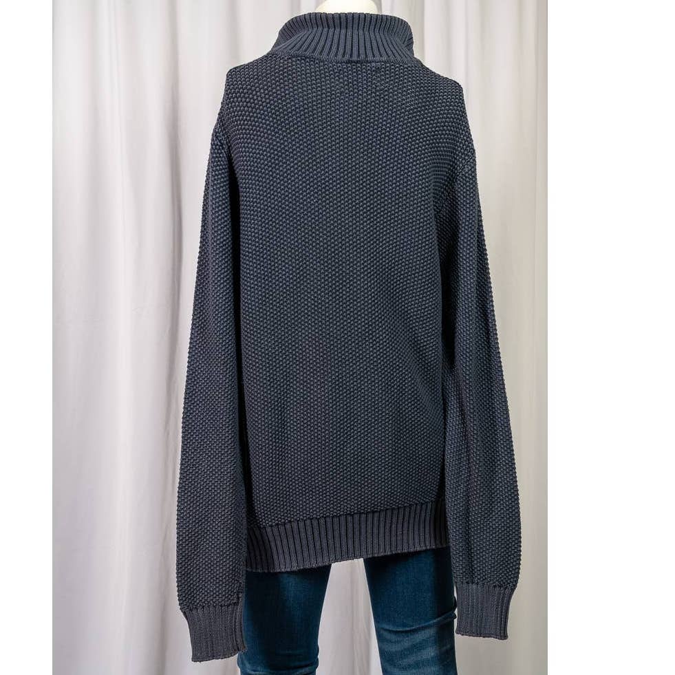 Men's Lucky Brand Blue Cable knit cowl neck sweater sz XL - Magically Funky Austin Resale & Thrift