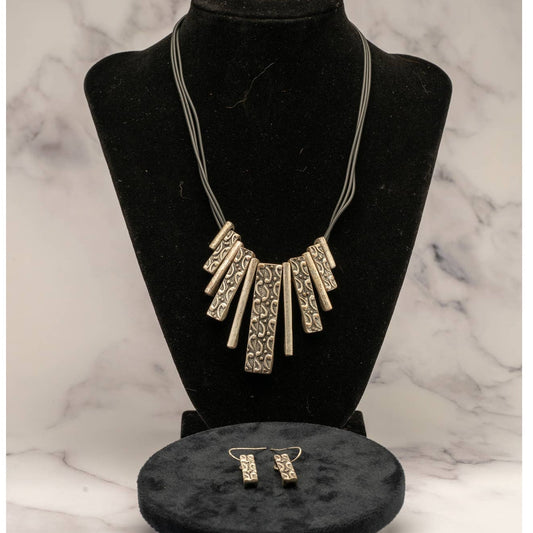 Long tribal style statement necklace and earrings